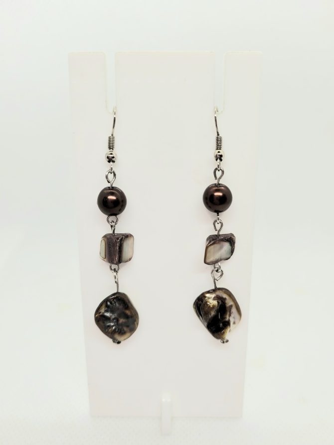 Purple bead stone earrings vintage