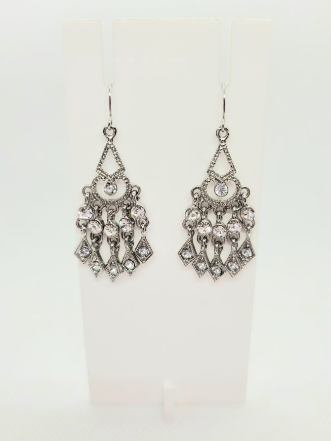 Crystal silver earrings vintage