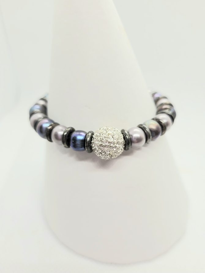 Blue pearl diamante bracelet