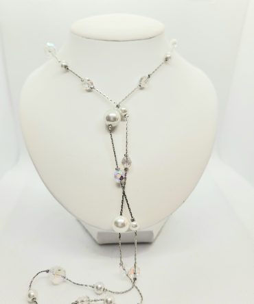 Bead pearl long necklace