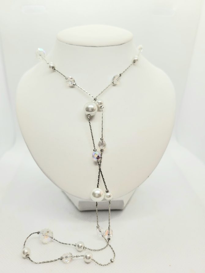 Bead pearl long necklace