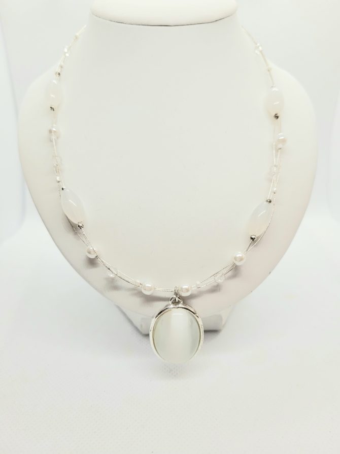 White bead wire necklace