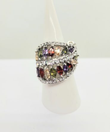 Crystal large multicoloured ring