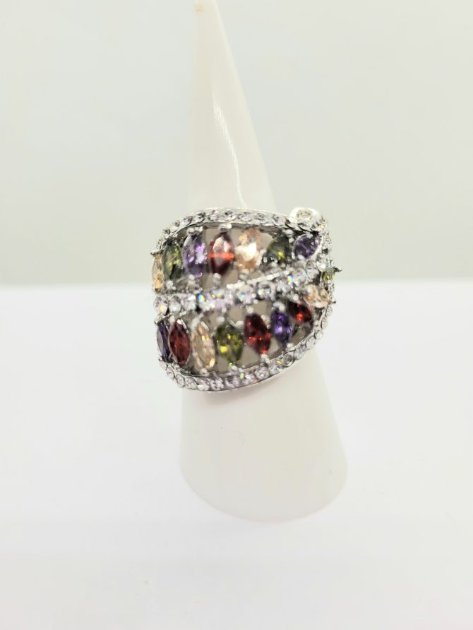 Crystal large multicoloured ring