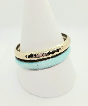 Blue and silver bangles