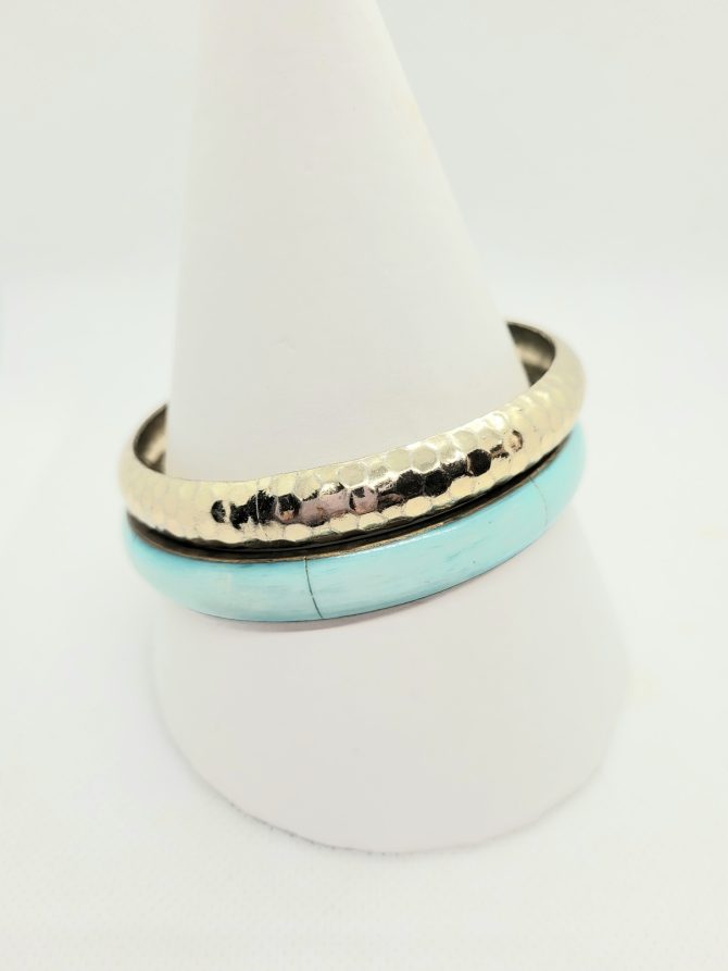 Blue and silver bangles