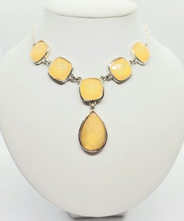 Yellow square drop necklace