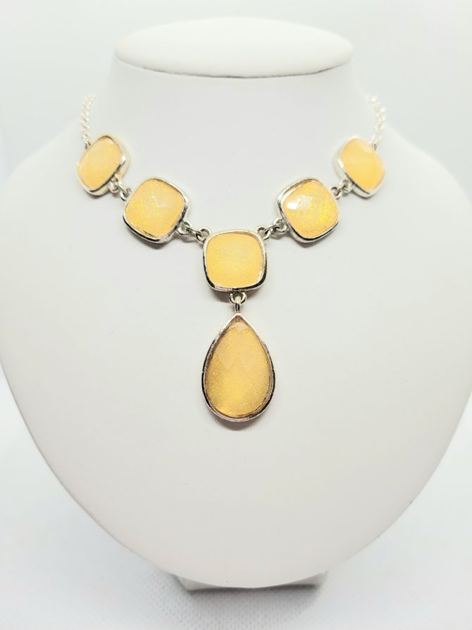 Yellow square drop necklace