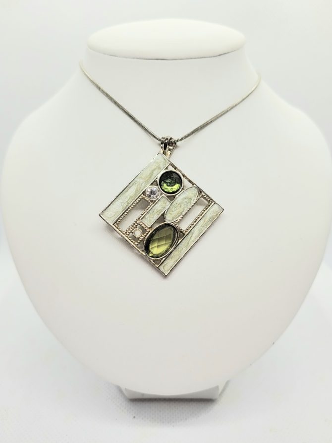 Green square gem necklace