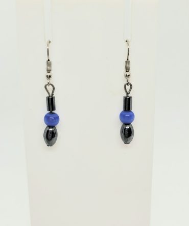 Blue black bead earrings