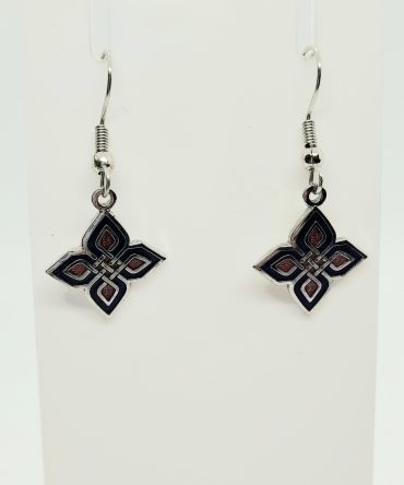 Blue red drop earrings