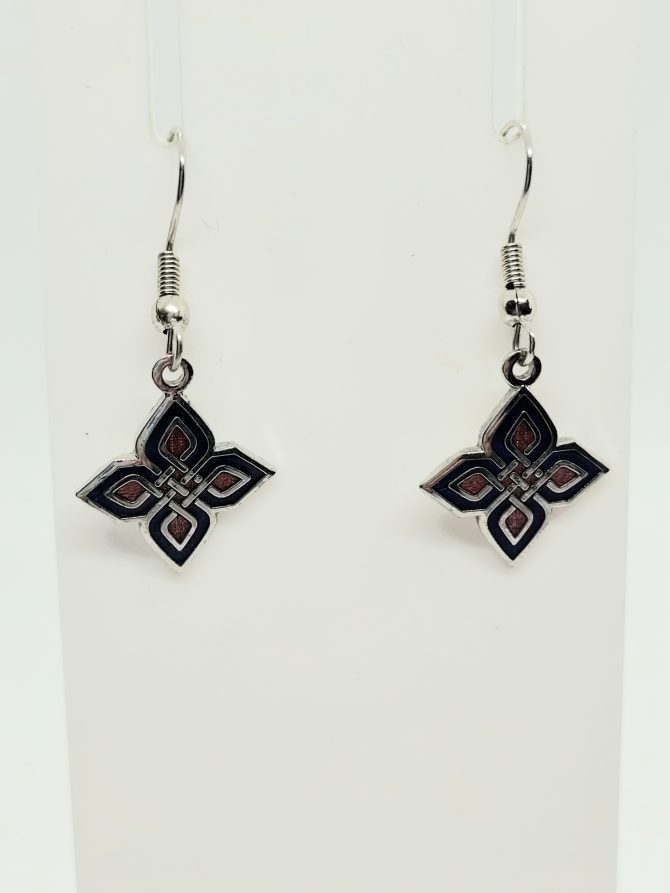 Blue red drop earrings