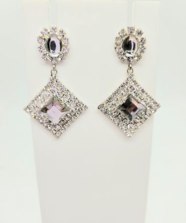 Diamante square drop earrings
