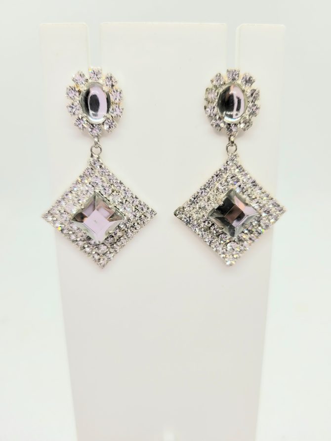 Diamante square drop earrings