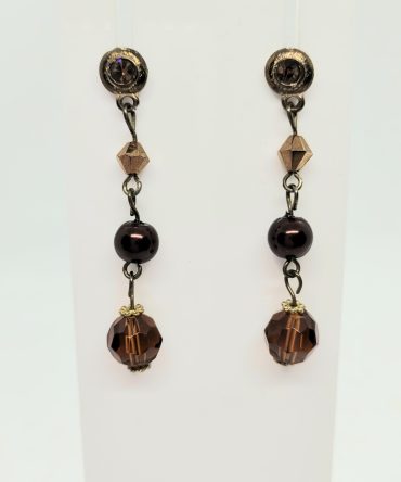 Brown bead drop earrings