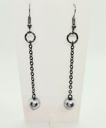 Grey pearl drop earrings