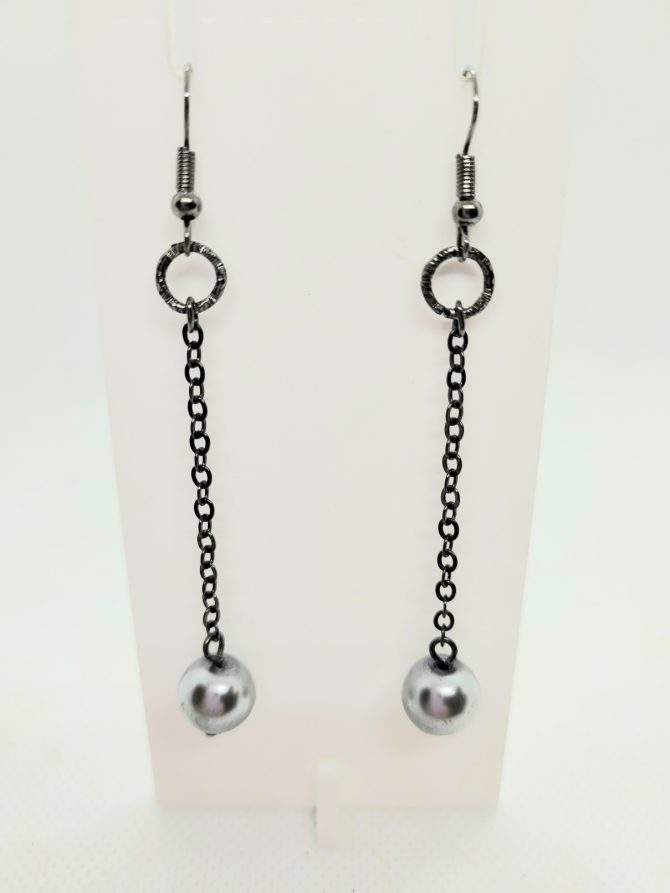 Grey pearl drop earrings