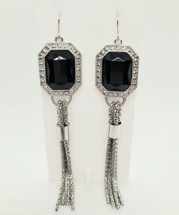 Brown silver long earrings