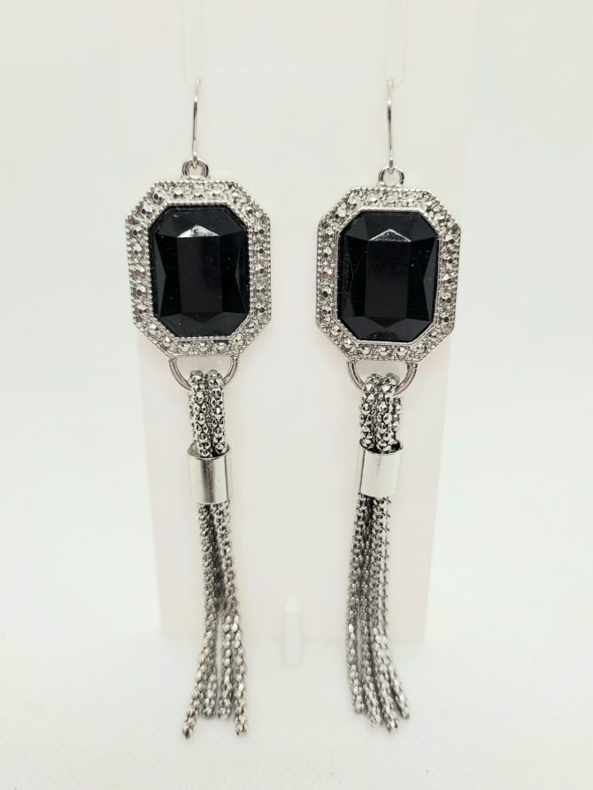 Brown silver long earrings