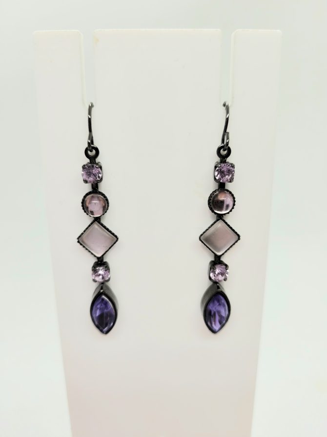 Pink purple drop earrings