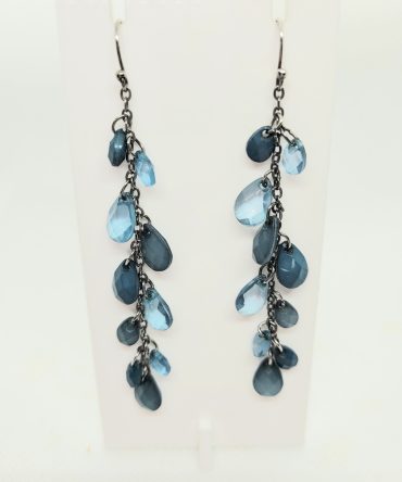 Dark blue long drop earrings
