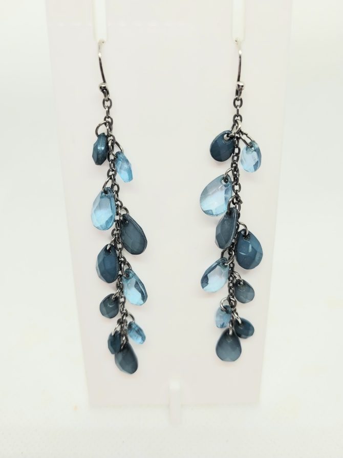 Dark blue long drop earrings