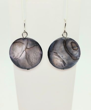 Blue grey disc earrings