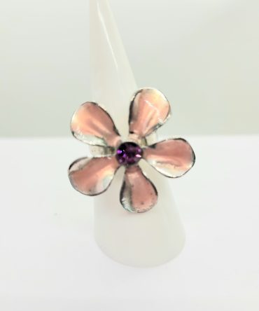 large pink flower ring