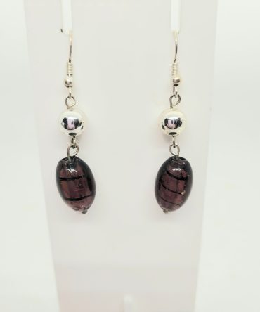 Purple bead drop earrings