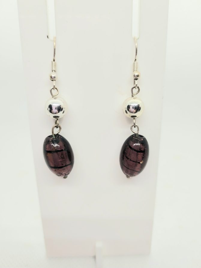 Purple bead drop earrings