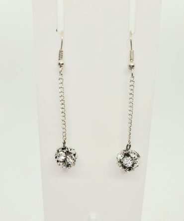 Crystal ball long drop earrings