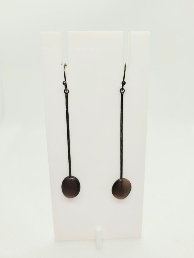 Brown bead long earrings