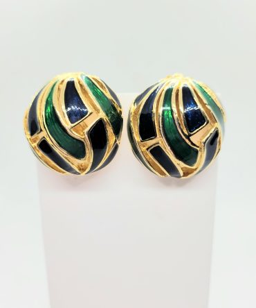Blue green earrings clip on