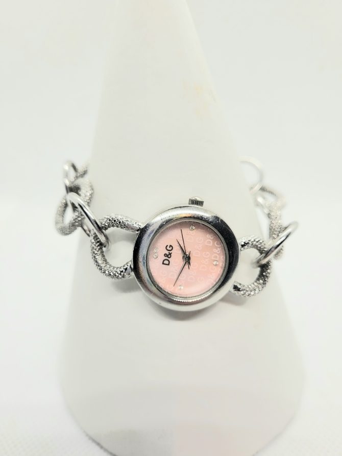 Pink silver watch