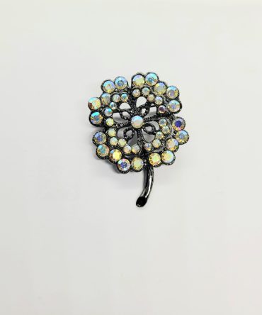 Small black flower sparkle brooch