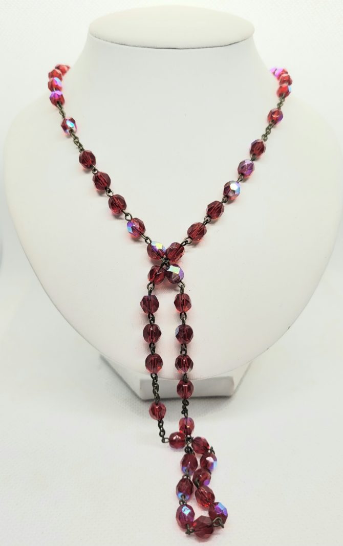 Bead red sparkle necklace vintage