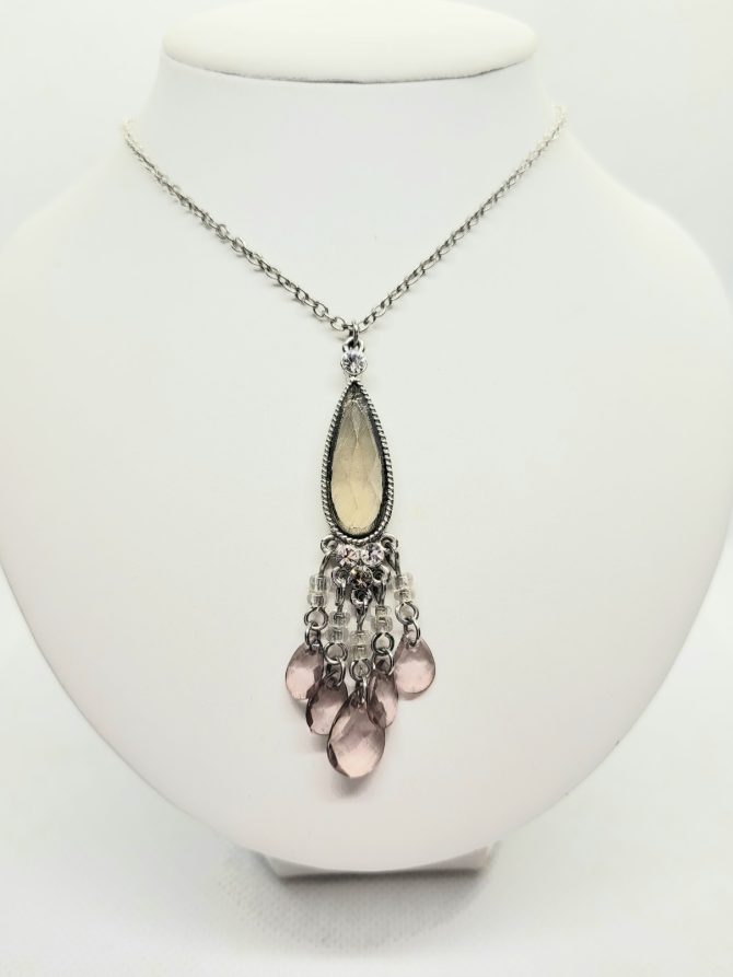 Purple bead drop necklace