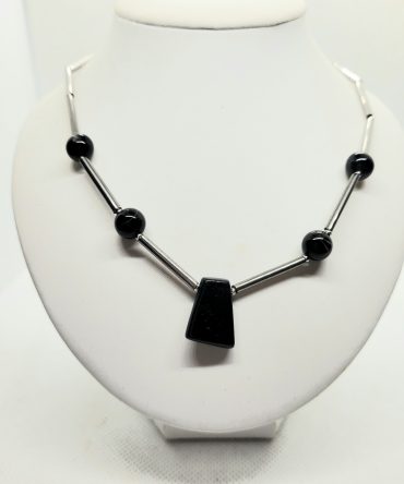 Black silver necklace
