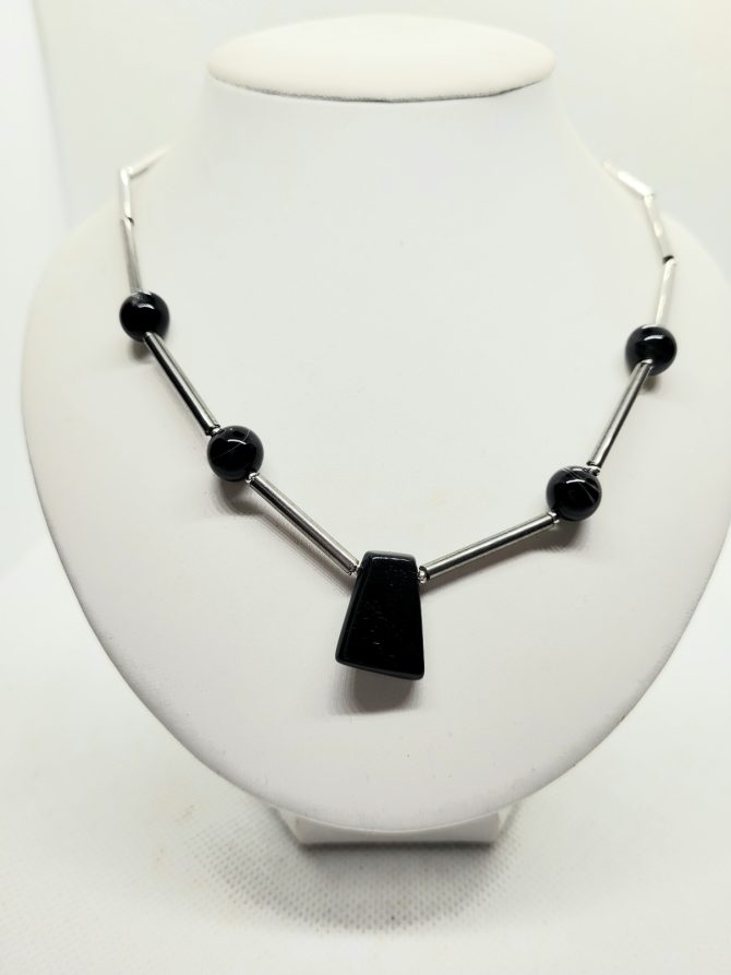 Black silver necklace