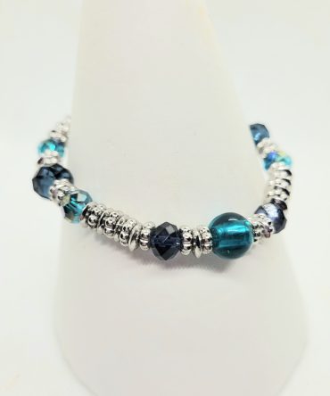 Blue bead silver bracelet