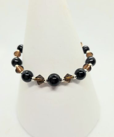 Black brown bead bracelet