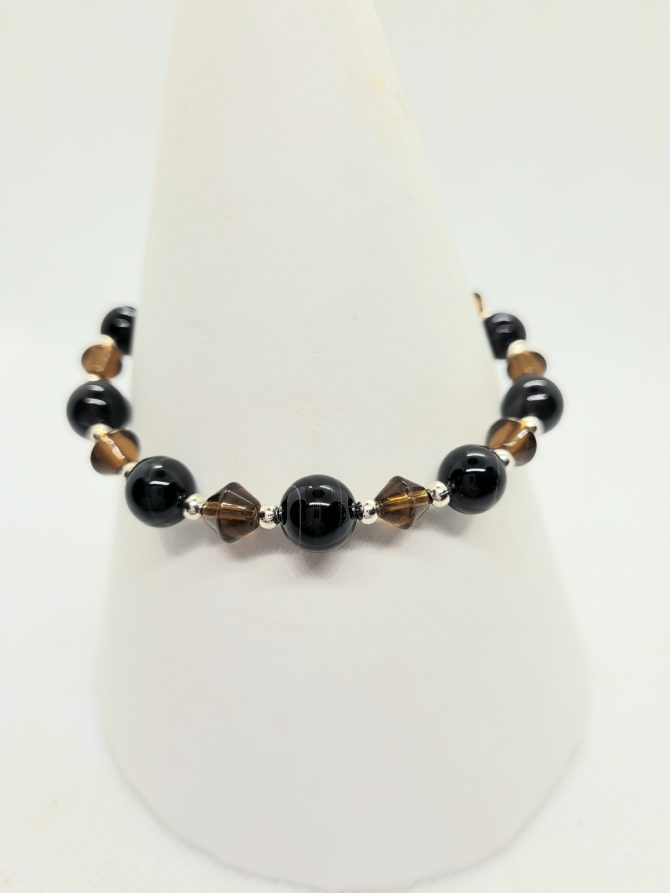 Black brown bead bracelet