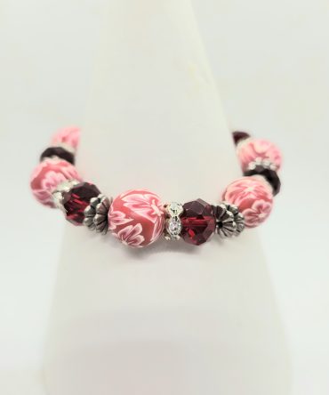 Red white bead bracelet