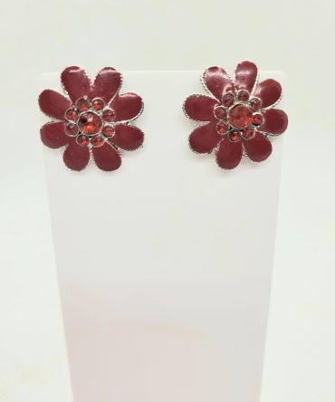 Red flower earrings