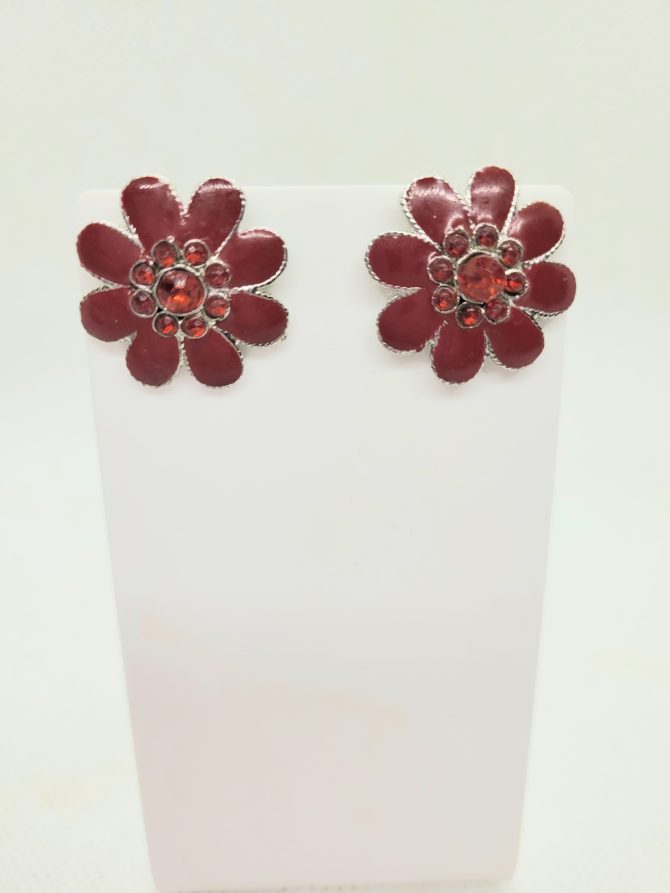Red flower earrings