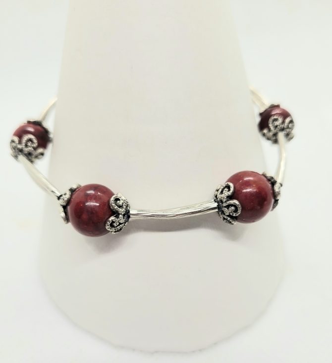 Red silver bracelet