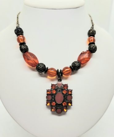 Red gem bead necklace