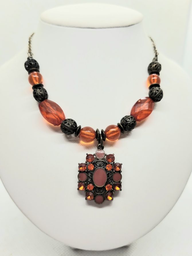 Red gem bead necklace