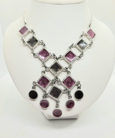 Pink squares statement necklace