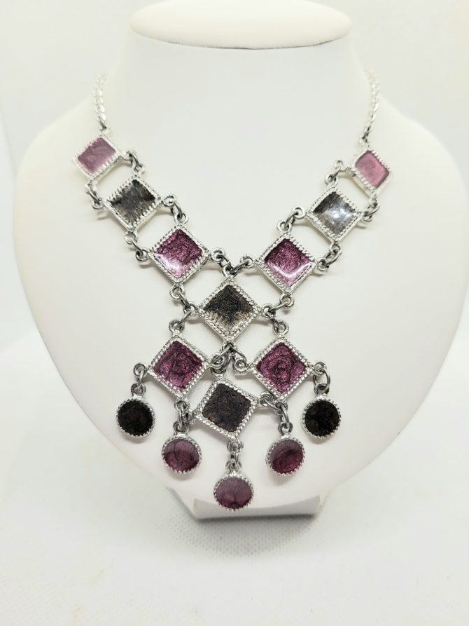 Pink squares statement necklace